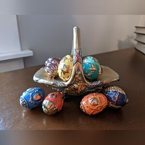 Franklin Mint House Of Faberge Autumn Egg Basket With 9 Eggs
